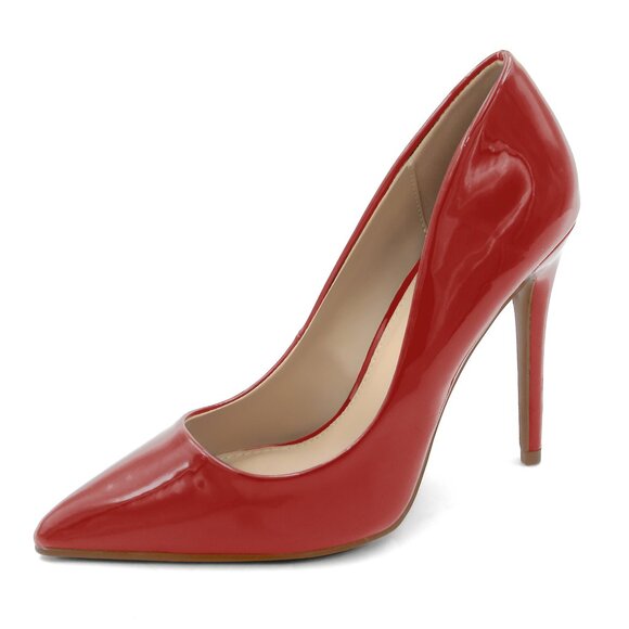 LURNYET RED PATENT Women Pointed-Toe Pumps with Stiletto 4 inch Heels - Picture 2 of 4